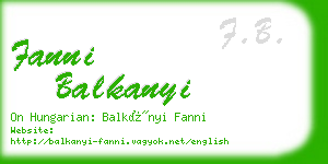 fanni balkanyi business card